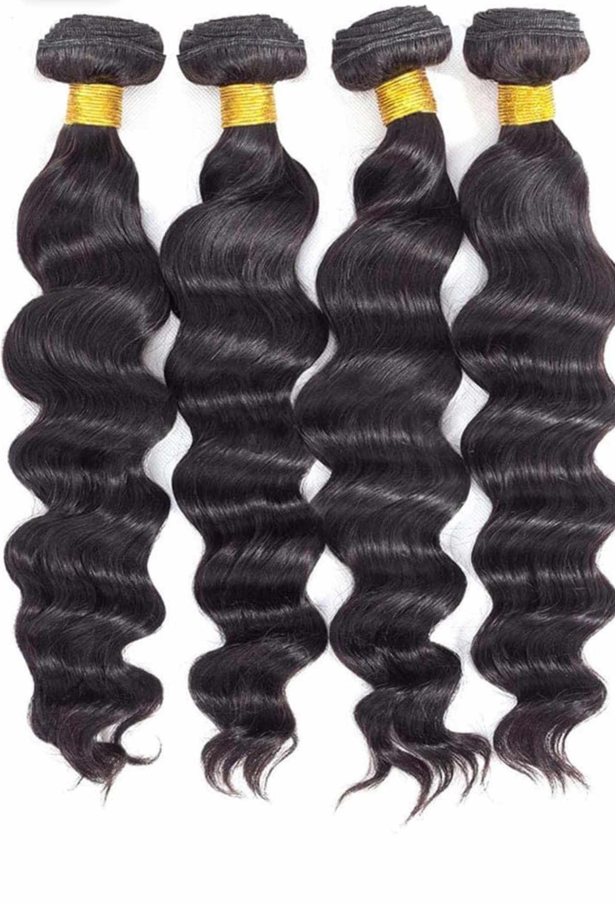 Loose Deep Wave Bundle Deals With 4X4 Closure - Natural Black