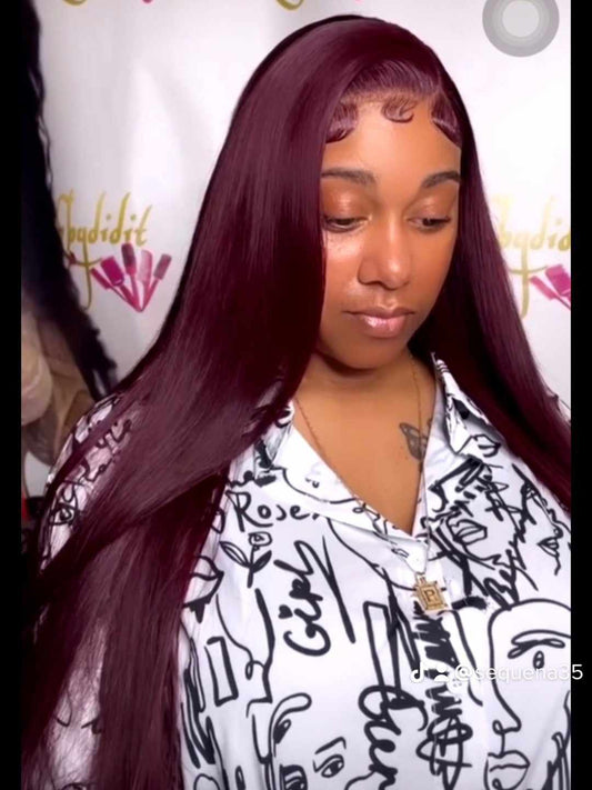 Silky Straight 99J Burgundy Wig