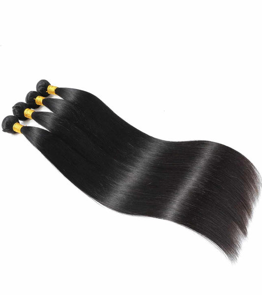 Straight Bundle Deals With 4X4 Closure - Natural Black